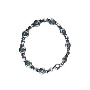 CFJ Sterling Silver Bracelet Abalone Round Link 7-1/8"